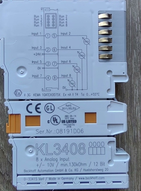 KL3408倍福BECKHOFF8路模拟量输入模块实物拍摄实