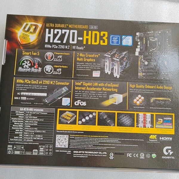 议价H270-HD3技嘉全新原装主板，原盒原码，配件齐全，豪华大