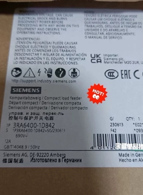 3RA6400-1DB42 控制与保护开关电器原