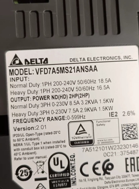议价台达MS300变频器VFD7A5MS21ANSAA 1.5K议价
