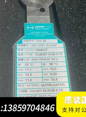 全新REMBE爆破片KUB/BT-KUB-0.75，原装需询价