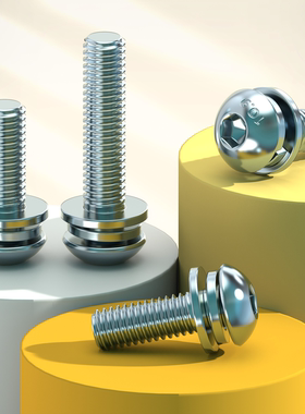 10.9级圆头盘头内六角三组合螺丝ISO7380带平弹垫片GB70.2螺钉M3