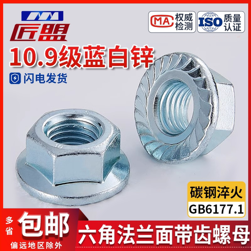 10级镀锌六角法兰螺母