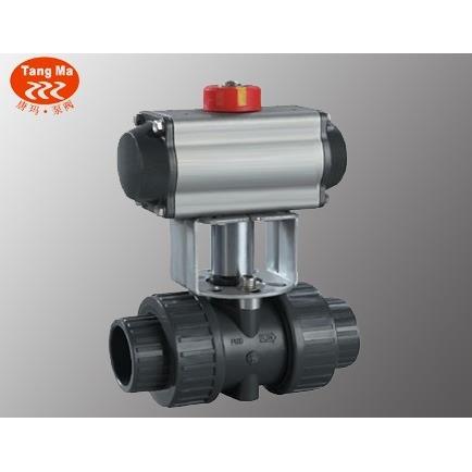 Q661F-10UDN100UPVC塑料双由令气动球阀，焊接活接气动塑料球阀