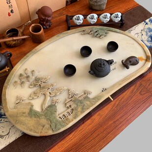 整块原石天然石材石头茶几茶盘家用端砚石茶台玉石石盘端石干泡台