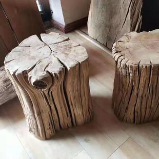 铁栎木风化木凳子墩子 铁力木坐凳 原木圆木老木头庭院阳台户外用