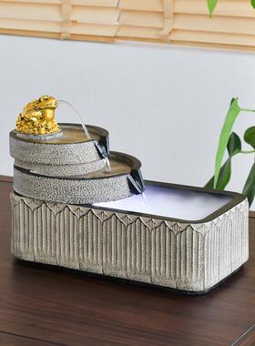 创意流水饰品新鱼缸喷泉金蟾蜍装饰办公室入口桌面循环水开启礼