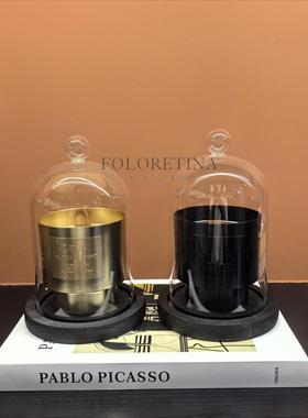 现代轻奢简约防尘玻璃罩蜡烛香薰摆件样板间售楼处台面香氛组合