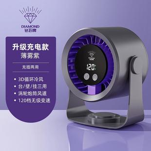 无极调节风扇 钻石牌桌面厨房户外风扇涡轮强力挂壁数显循环扇台式