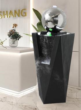 现代简约轻奢流水生财摆件客厅装饰品开业礼物风水球喷泉循环水景