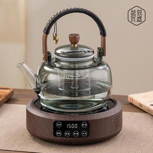 高硼硅玻璃蒸煮茶壶电陶炉煮茶炉器烧水泡茶 耐高温全玻璃提梁新款