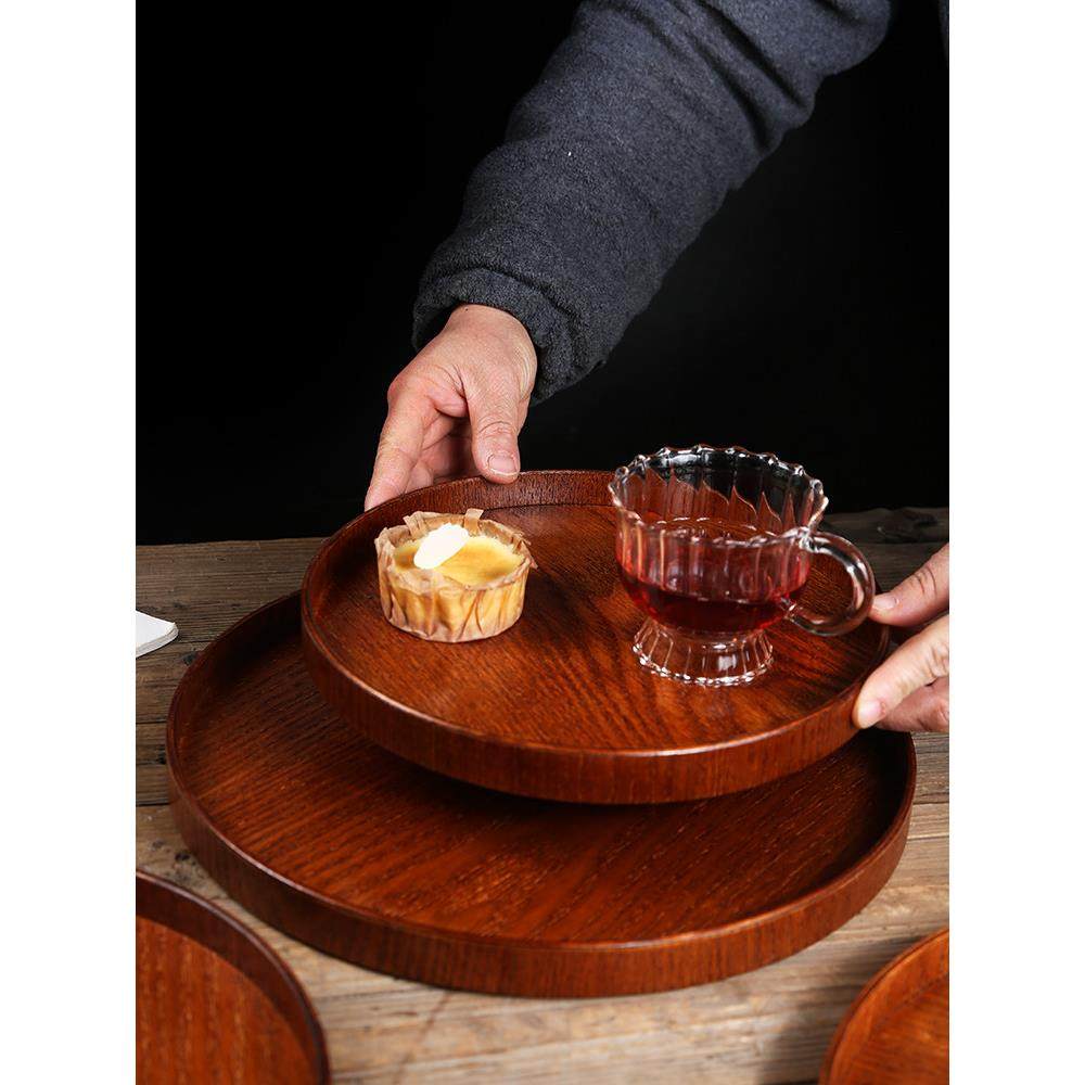 木托盘圆形覆古茶盘下午茶咖啡餐厅盘点心盘茶点盘日式蛋糕水果盘,餐饮具,茶盘,淘宝优惠券,粉丝福利购,淘宝优惠卷