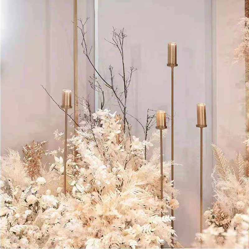 新款婚庆道具铁艺烛台婚礼t台装饰路引舞台摆件烛台路引铁艺花器