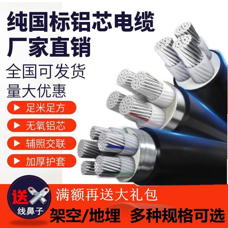 国标铝芯架空电线电缆2 3 4芯三相四线16 25 35 50平方铠装地埋C