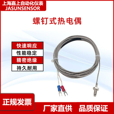 K型E型M6螺钉式热电偶M8螺纹热电偶屏蔽线螺钉式热电偶探头测温
