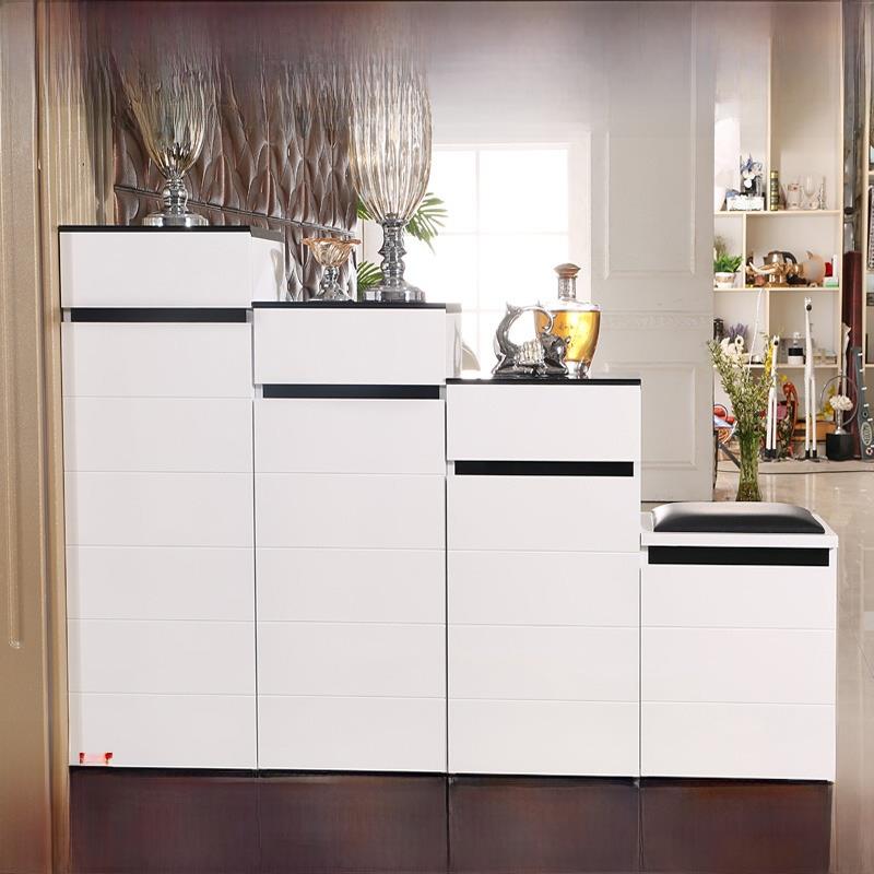 烤漆高低组合鞋柜家用门口简约现代大容量楼梯收纳双面门厅玄关柜