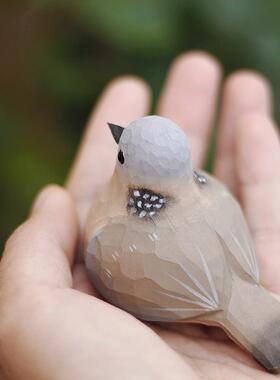 鹿雕妖商 肥啾小37252胖鸟木小鸟 珠木颈斑鸠 野鸽子 手店工实桌