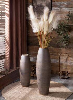 景德镇落地陶瓷大饰04672花 复古侘寂风酒店院民宿装庭品瓶插干花