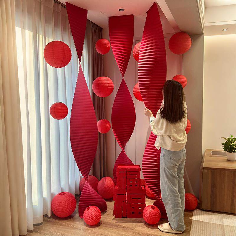 2025新年装饰品氛围布置瓦楞纸国风喜庆灯笼店铺家具客厅装饰品