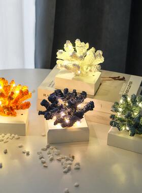 地中海饰树品脂工品仿真珊瑚摆41970件龙装宫财富摆件艺微景观拍