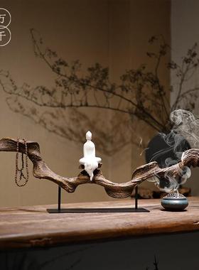 新中式禅意树脂摆件家居客厅茶室玄关民宿办公室酒店侘寂风装饰品