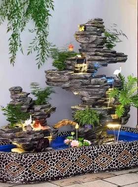 大型假山花流水喷泉摆庭院户外鱼落地99430造件景水泵池家庭装饰