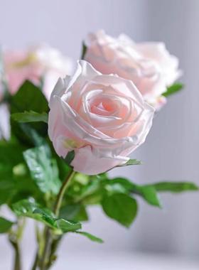 欧月饰湿玫瑰花装花餐卉仿真花高保档86941客厅电视柜桌塑料花假