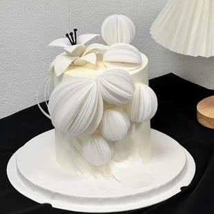 网红简约风创意生日蛋糕装饰不可食用威化纸圆形威化纸片圆球