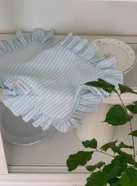 henceforth 自制天蓝条纹花边餐垫桌面装饰创意餐巾温柔小众ins风