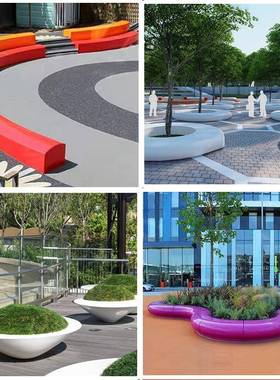 玻璃雕塑55320树坐凳异形凳商场花坛景观装饰户池外长定做座钢椅