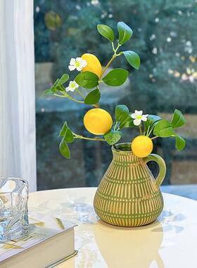花38216小摆件柠檬枝树水果实电视柜玄关餐桌花装饰摆设仿真假花