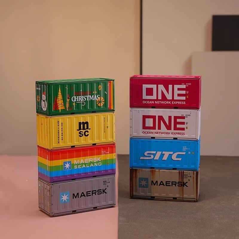 覆古工业风货柜微缩小型集装箱模型摆件收纳盒子桌面迷你储物铁盒