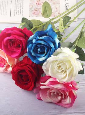 仿真玫瑰花假花摆05543饰客厅餐桌装花品插花束花艺摆件高设级感