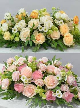 到假花彷真花高酒档议会桌花商务台花店签台长桌装95086饰餐桌花