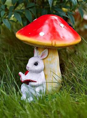 太阳蘑景69493菇兔子灯户外庭造院花园摆能件阳台花坛布置装饰灯