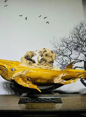 迁金丝楠木鲲鹏礼根雕摆件摆送礼开业会所客厅庆典乔工艺12542品