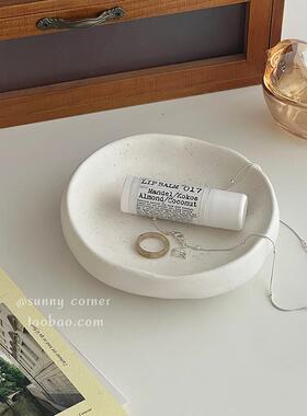 北ins59045风陶瓷收欧纳盘首饰戒指展示物盘玄关桌面圆置盘形托盘