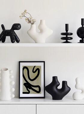 侘寂风级感艺术异形装饰品摆件陶瓷象60843创软装花瓶酒意书柜高