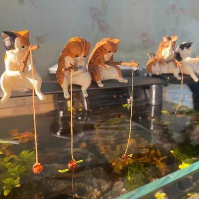 新款仿可真摆91130猫咪钓鱼件治愈系公仔创意小爱摆件