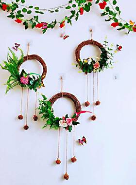 墙86777面挂饰创意篮花料花环幼儿园环创材家花艺餐居厅卧室墙面