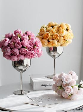 小37211牡丹彷真花假花干 干燥花束花设拍具照道客厅餐桌装饰绢花