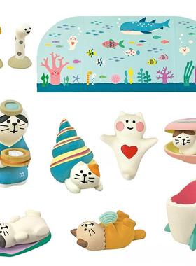 K日式猫Z96104A装KA鱼 夏日夏季海洋世界贝壳猫鲨桌面家居饰摆件