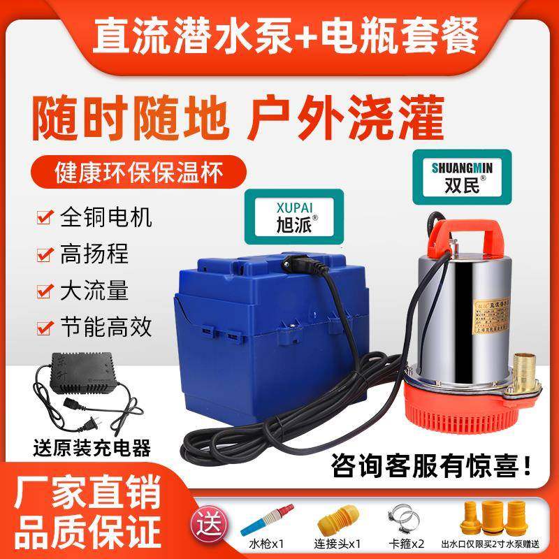 直流潜水泵充电水泵电池12V24V48V60V电瓶车农用浇菜小型抽水机