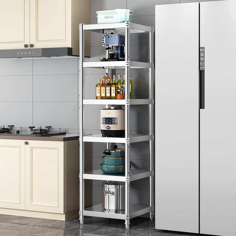 不锈钢厨房置物架落地多层微波炉烤箱收纳架夹缝小尺寸家用储物架