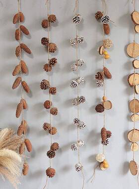 怀复旧古风原木果装饰森系件空中吊饰麻绳客厅客栈挂墙78045饰幼