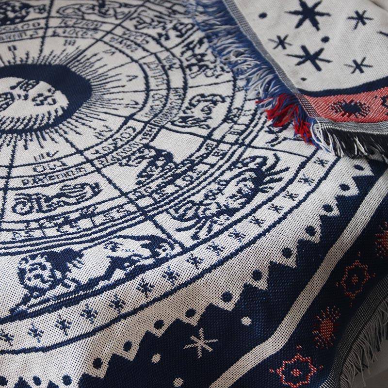 星座塔卡罗专用 卡牌桌布仪式感流苏棉麻款taluo桌布双面蓝白加厚