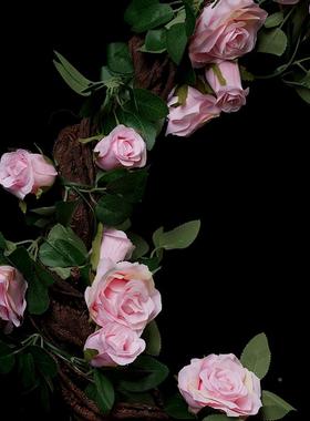 玫彷真梯瑰花51474藤假调花装饰空管道缠绕遮挡拱门楼藤蔓花婚庆