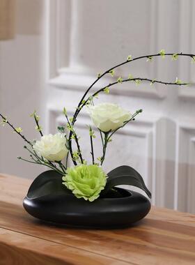 创仿真花饰玫瑰花艺54072套装摆件约家居客厅电简视柜意装假花绢