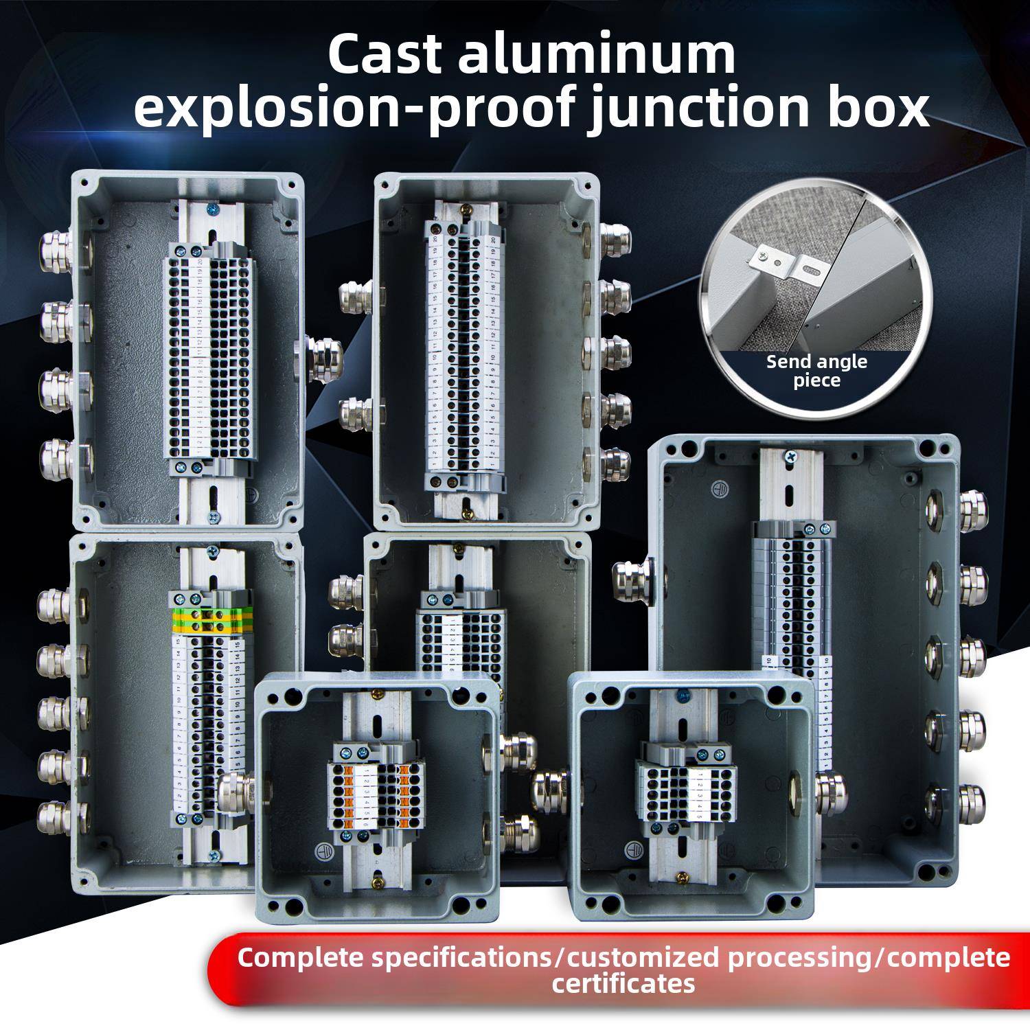 铸铝防爆接线盒金属接线盒铝合金户外防水接线盒带终端电源接线盒