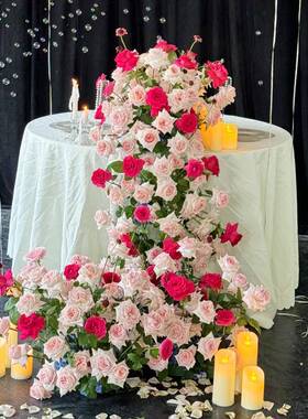 瀑布桌花21232生日假庆花品婚件现场婚礼迎宾摆装饰花艺仿真花瀑